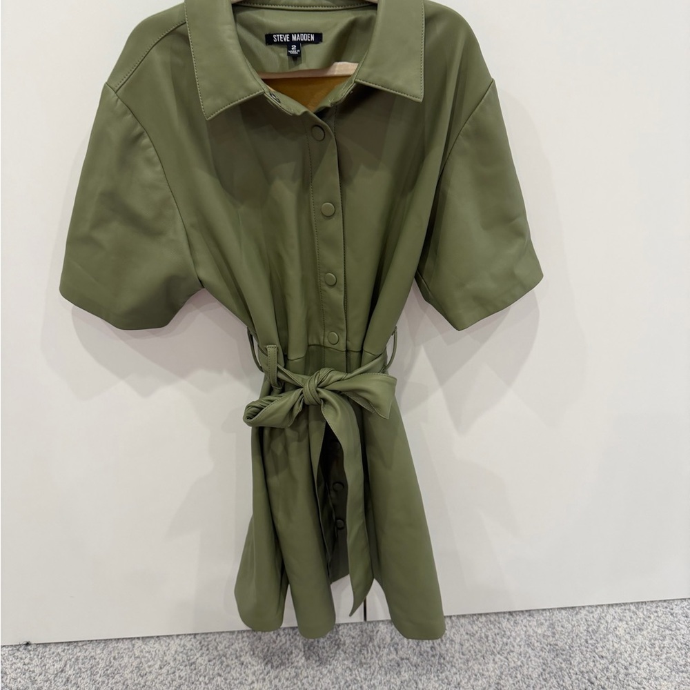 Steve Madden Sage Green Dress With Ribbon Belt